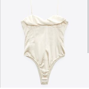 Zara beige silk body suit